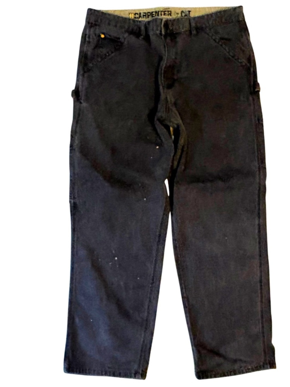 CAT Carpenter Jeans 38x30 Black Workwear Utility Caterpillar Distressed